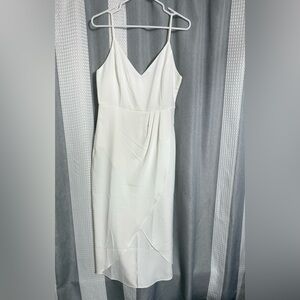 Chic White Midi Dress with Spaghetti Straps